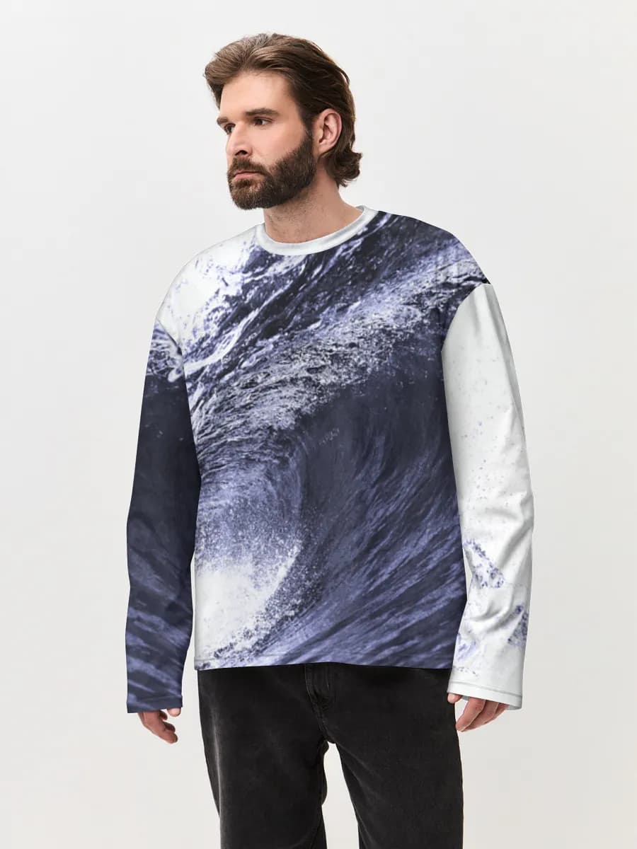 Herren Oversized Baumwoll Langarmshirt