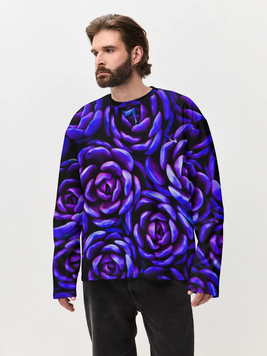 Camiseta de manga larga de algodón extragrande para hombre
