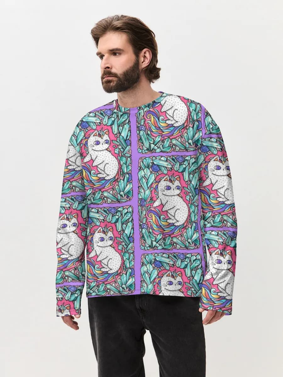 Camiseta de manga larga de algodón extragrande para hombre