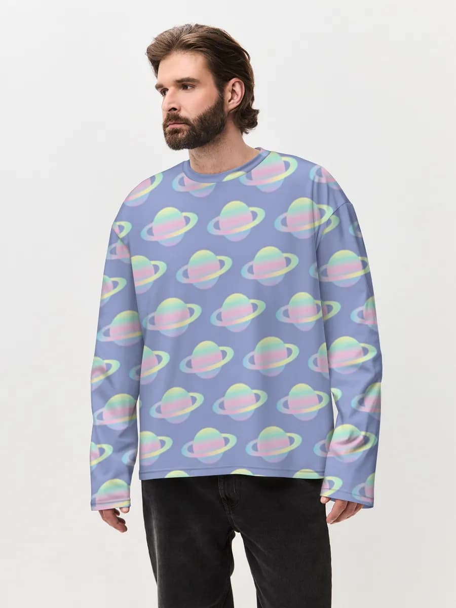 Camiseta de manga larga de algodón extragrande para hombre