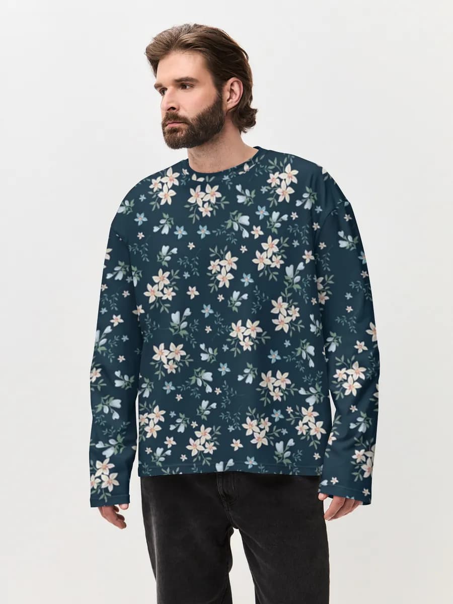 Camiseta de manga larga de algodón extragrande para hombre