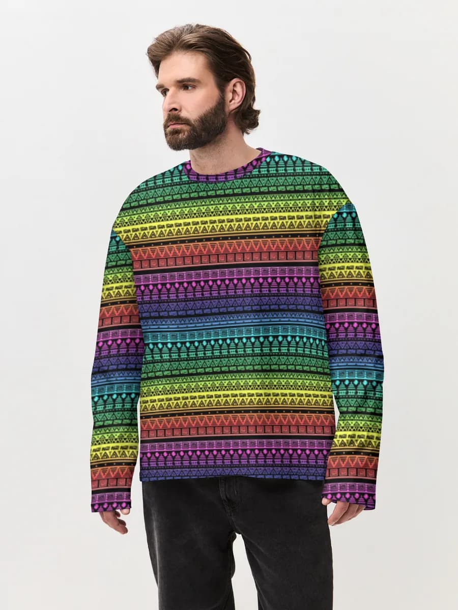 Herren Oversized Baumwoll Langarmshirt