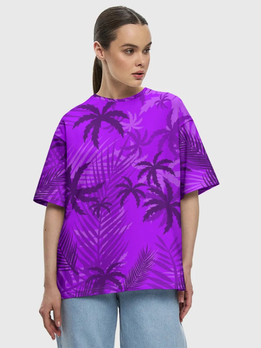 Purple Tropical Palm Leaves