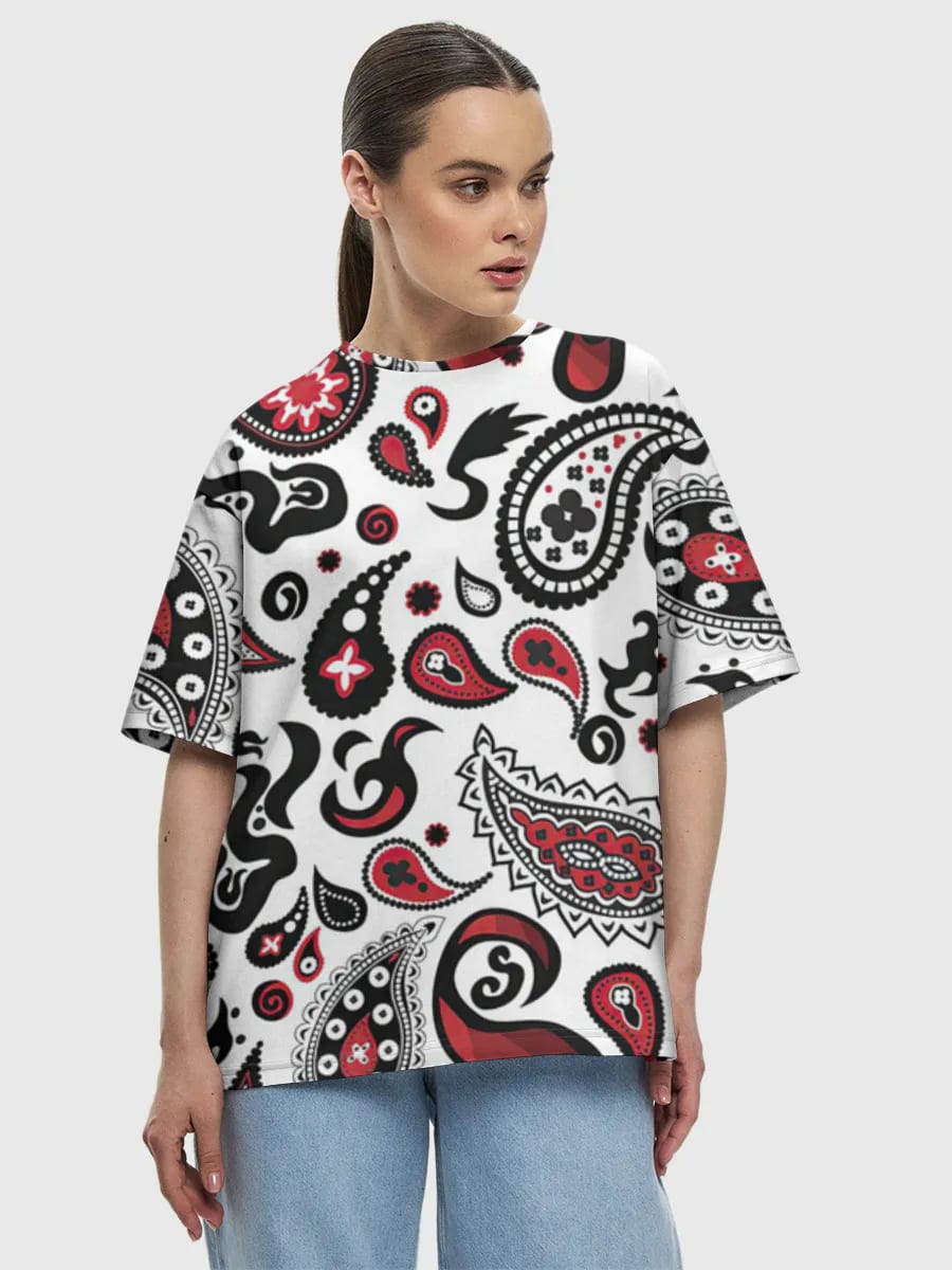 Red Black Paisley Bandana