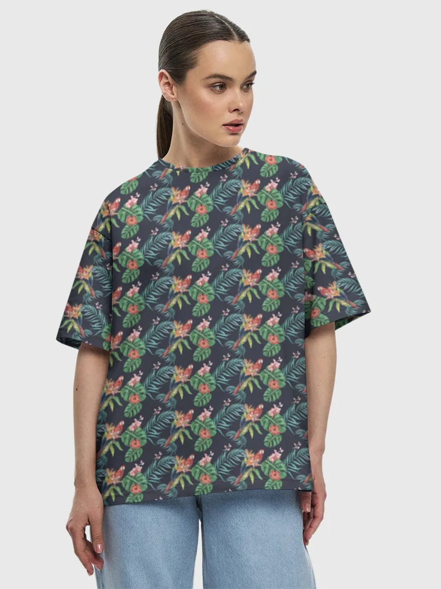 Tropical Parrots And Hibiscus