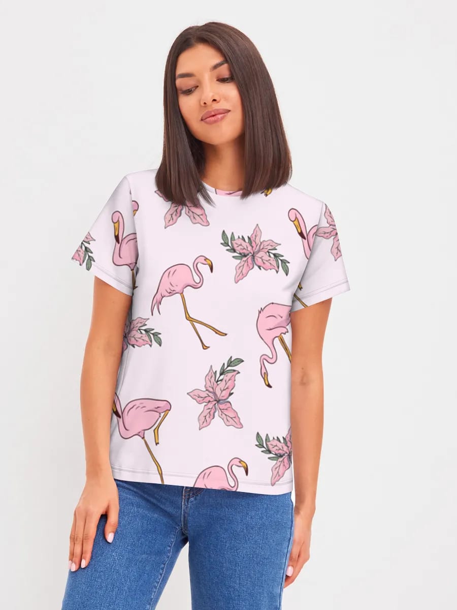 Pastell Flamingos und Blumen