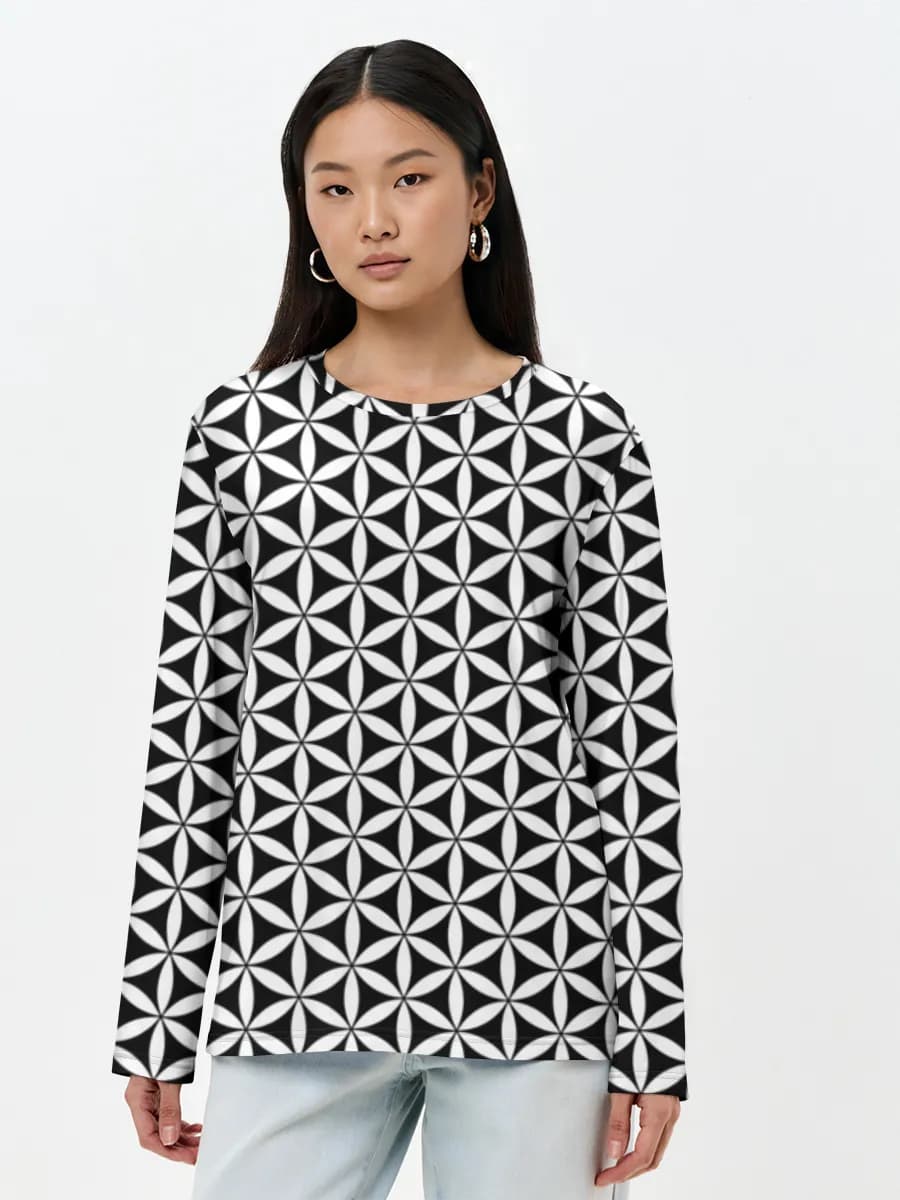Damen Baumwoll Langarmshirt