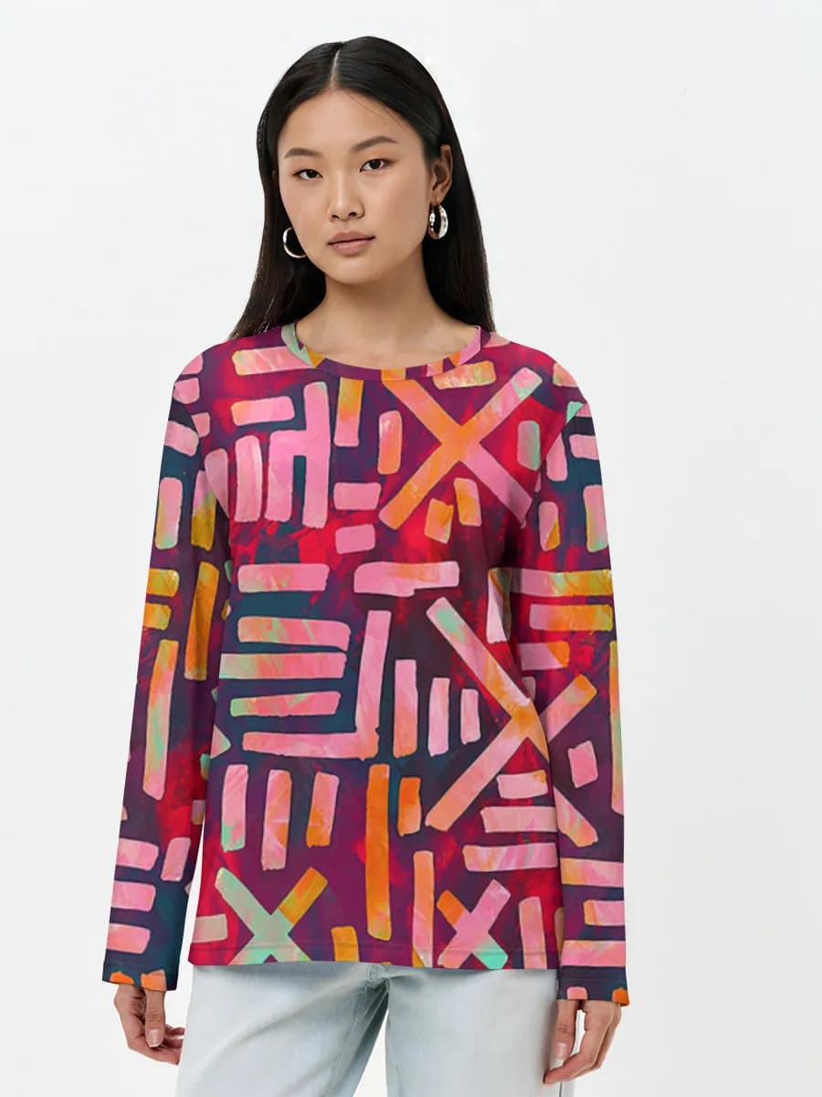 Damen Baumwoll Langarmshirt