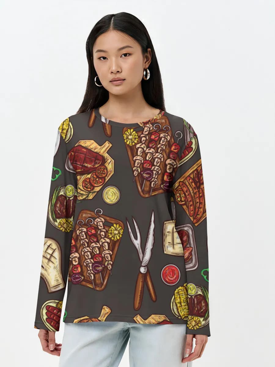 Damen Baumwoll Langarmshirt