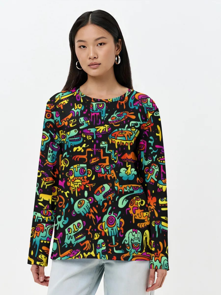Neon Monster Doodle Crowd