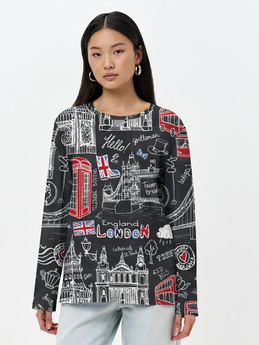 Damen Baumwoll Langarmshirt