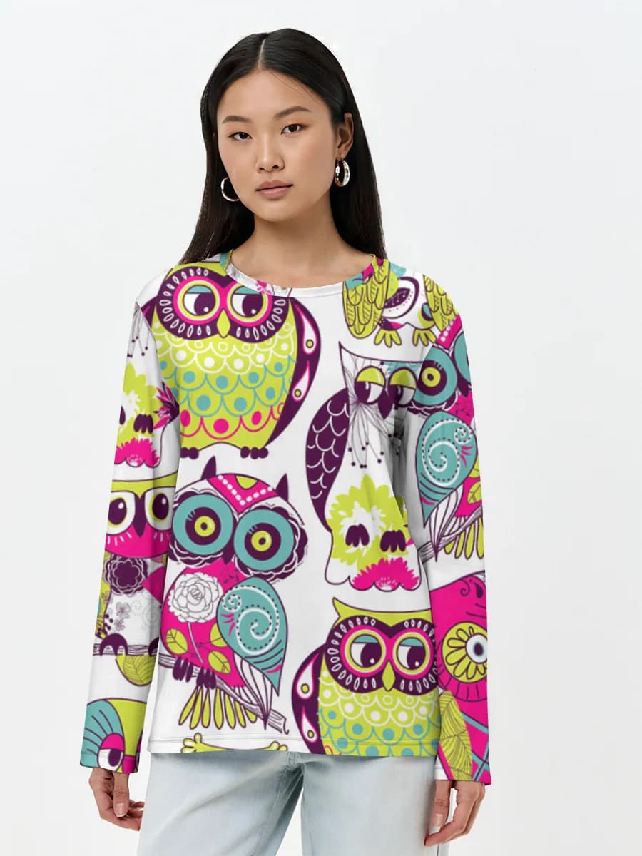 Damen Baumwoll Langarmshirt