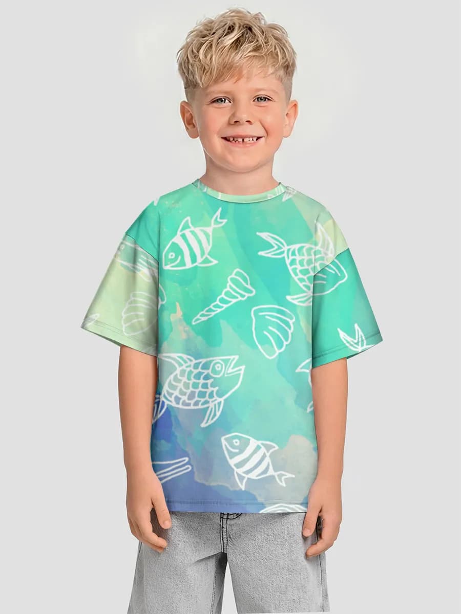Boys' oversized cotton T-shirt
