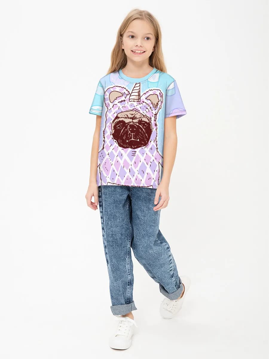 Girls' basic cotton T-shirt