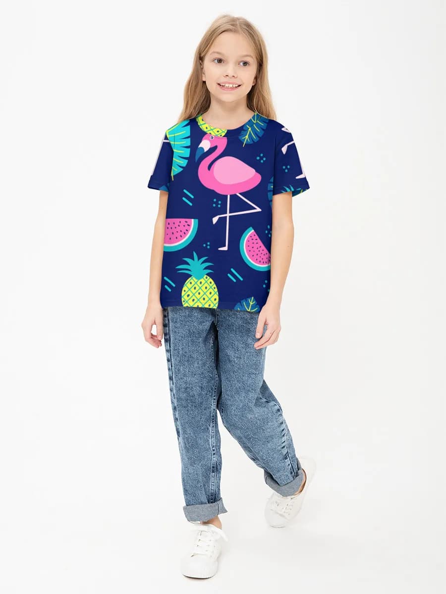 Girls' basic cotton T-shirt