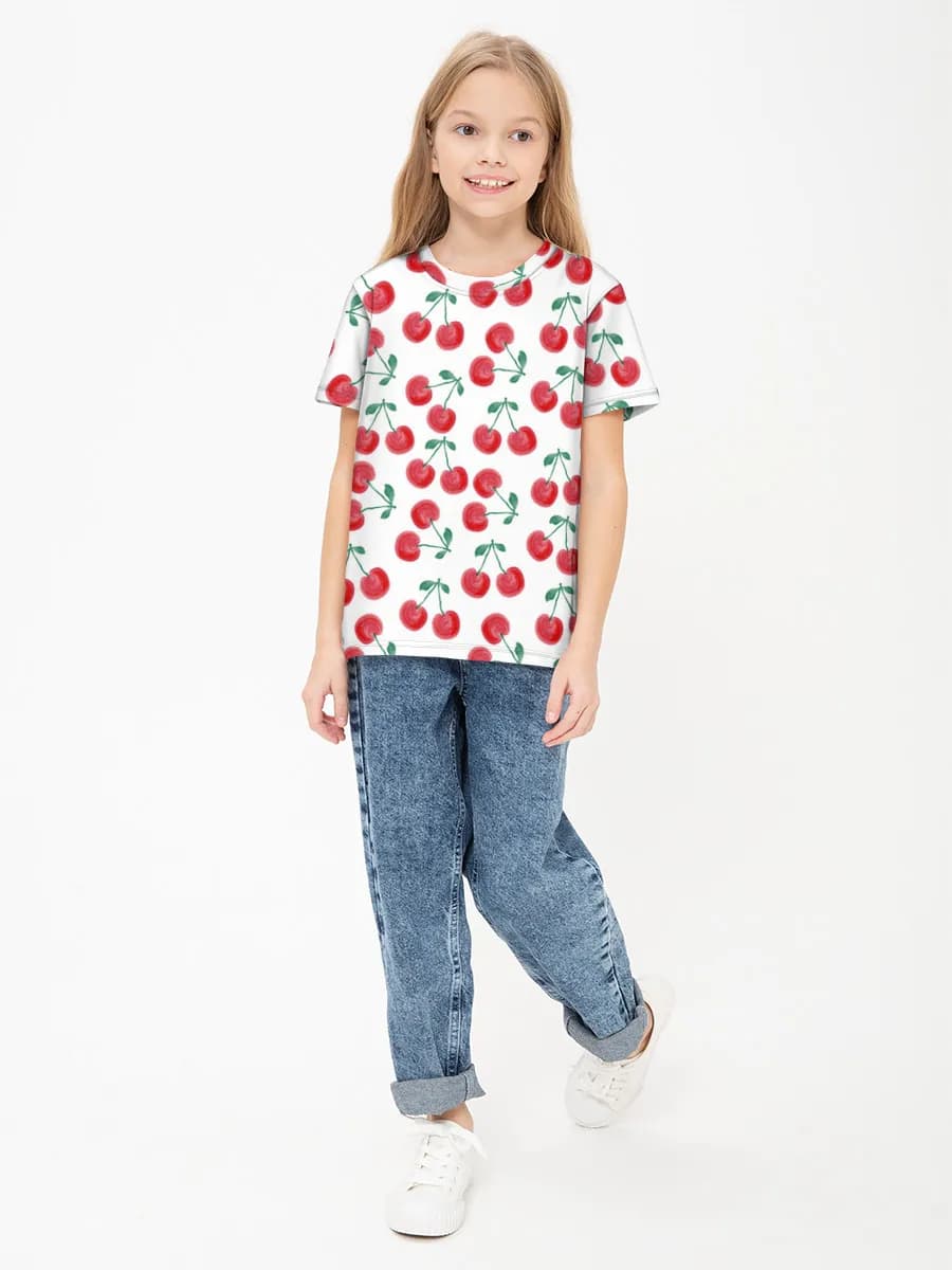 Girls' basic cotton T-shirt