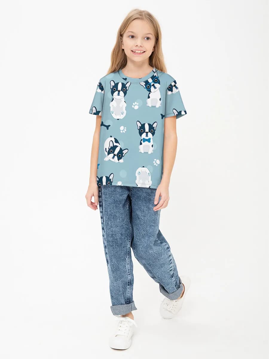 Girls' basic cotton T-shirt
