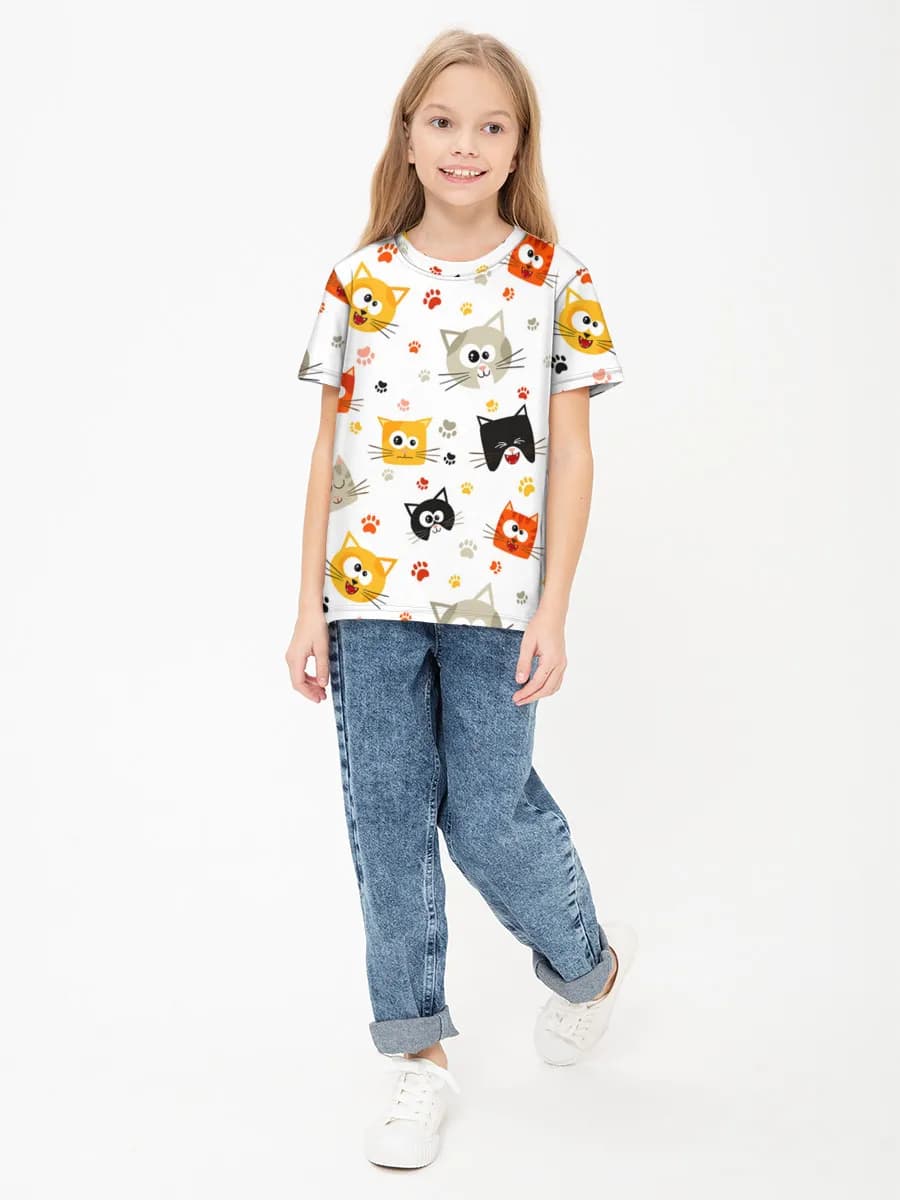 Girls' basic cotton T-shirt