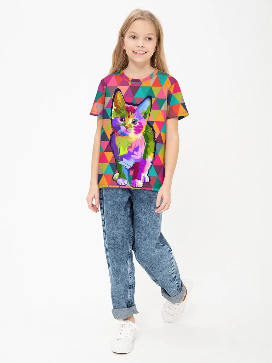 Girls' basic cotton T-shirt