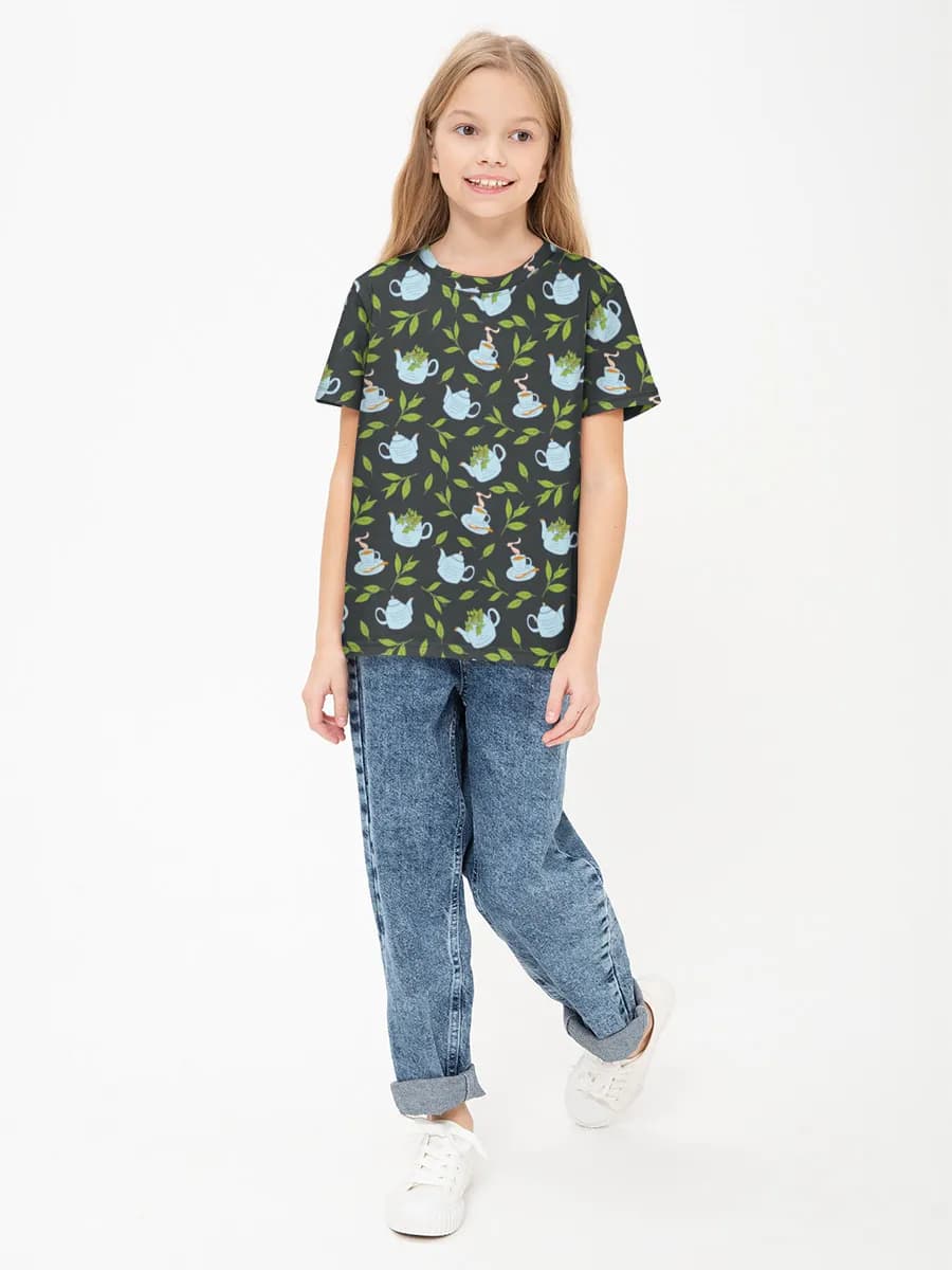 Girls' basic cotton T-shirt