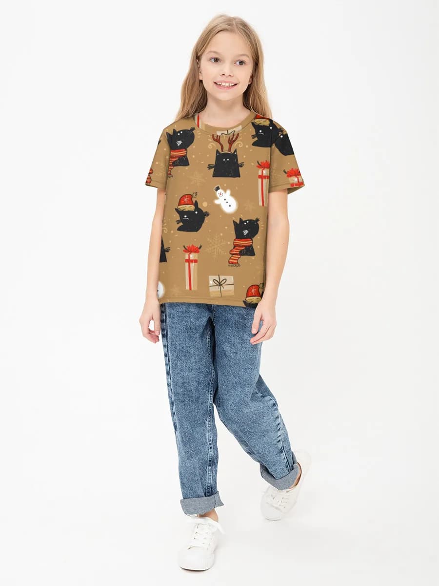Girls' basic cotton T-shirt