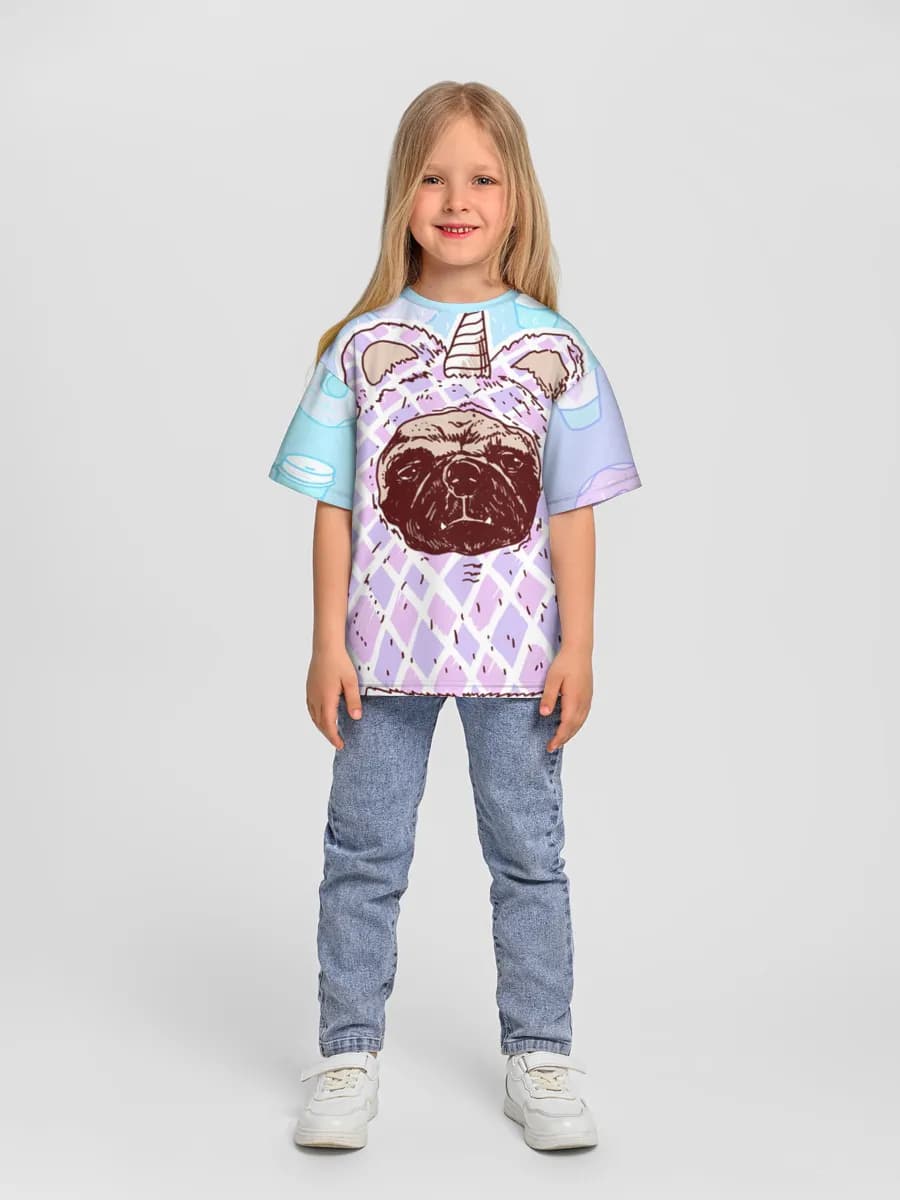 Girls' oversized cotton T-shirt