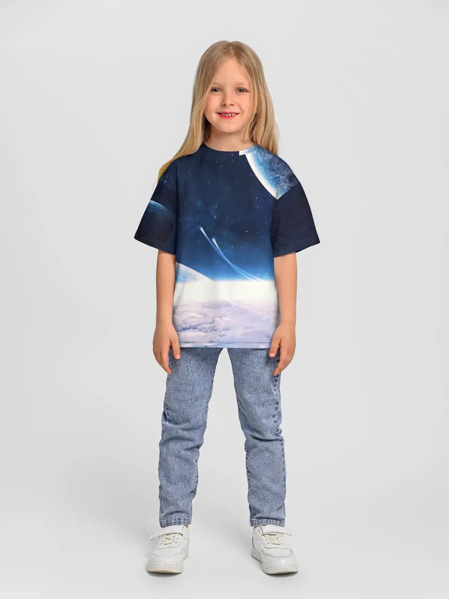 Girls' oversized cotton T-shirt