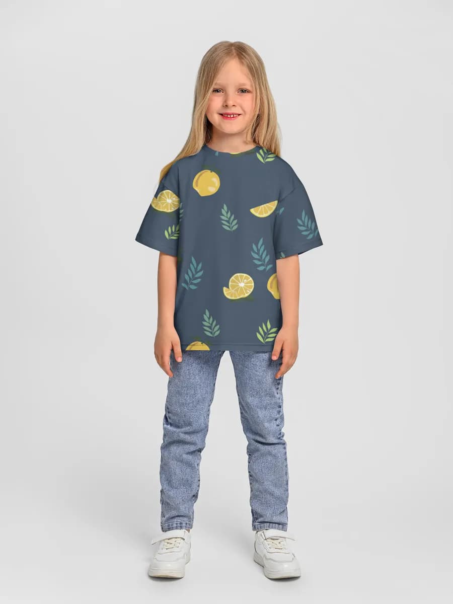 Girls' oversized cotton T-shirt