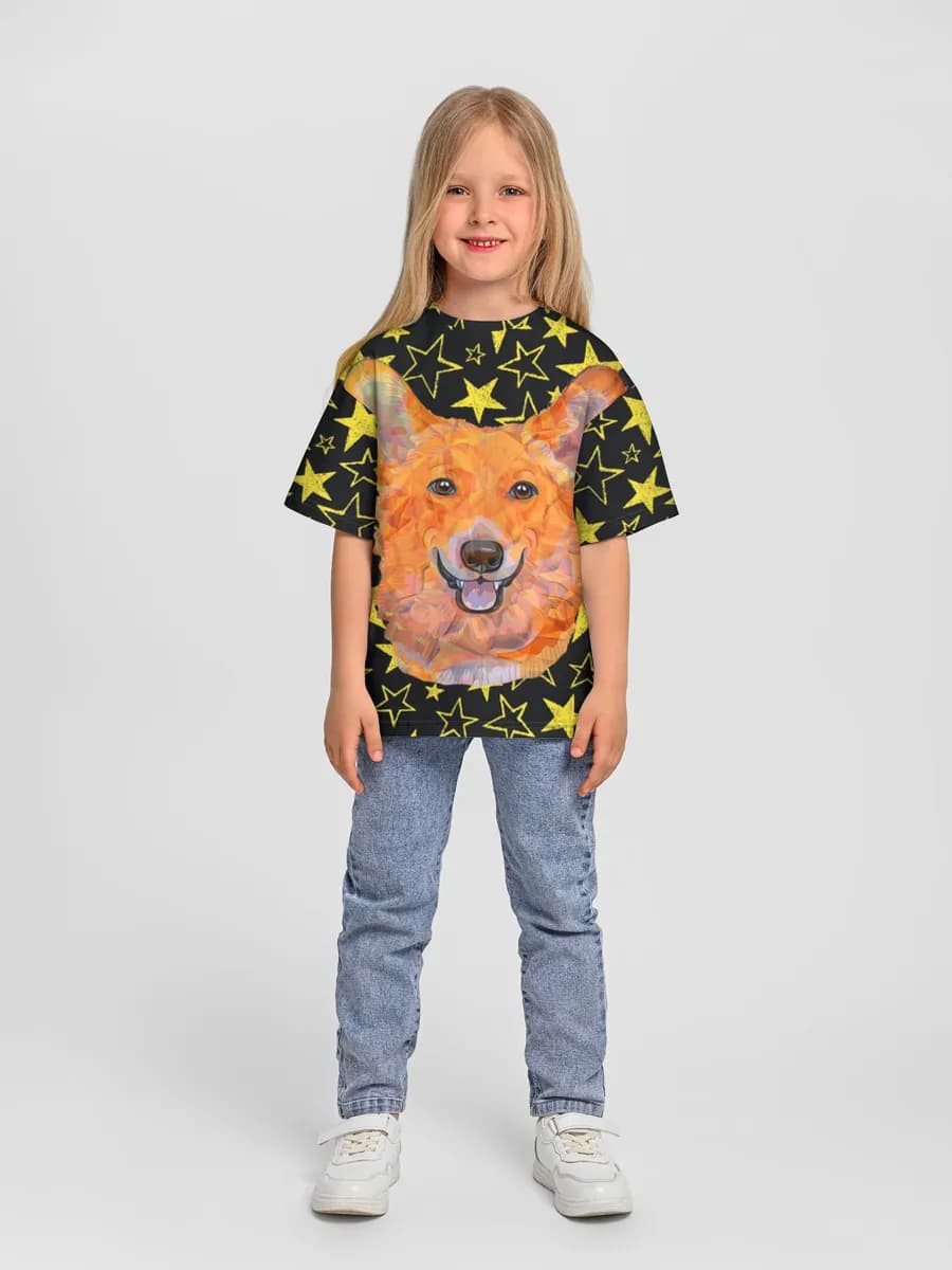 Girls' oversized cotton T-shirt