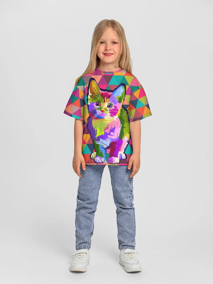 Girls' oversized cotton T-shirt