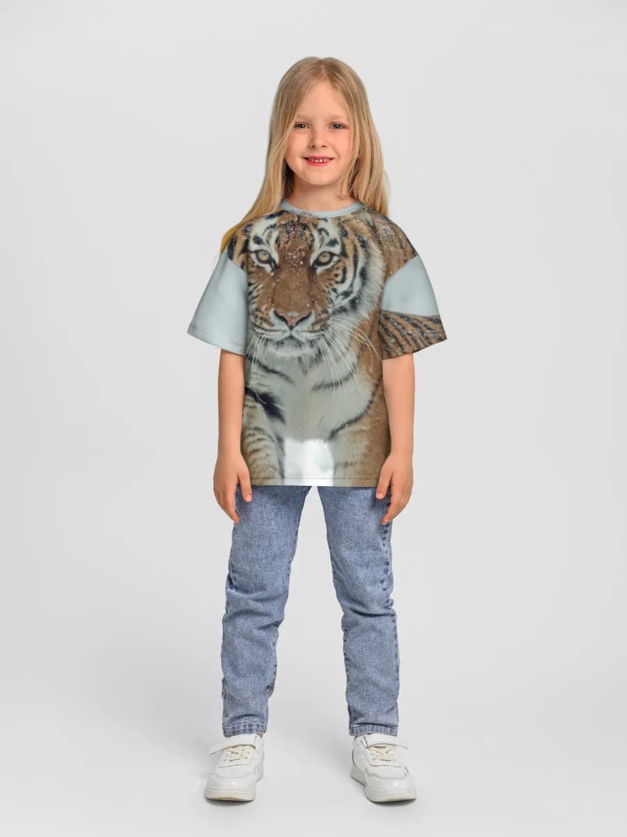 Girls' oversized cotton T-shirt