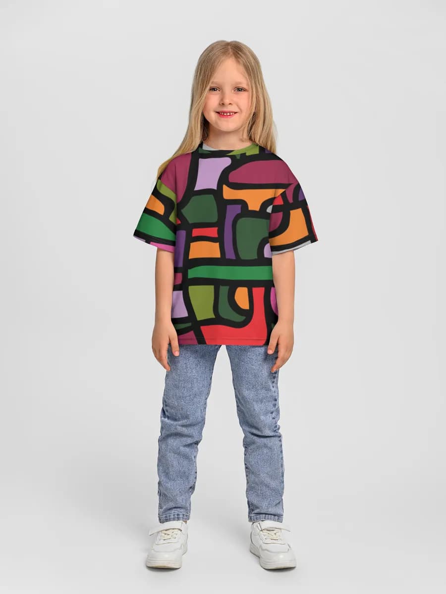 Girls' oversized cotton T-shirt