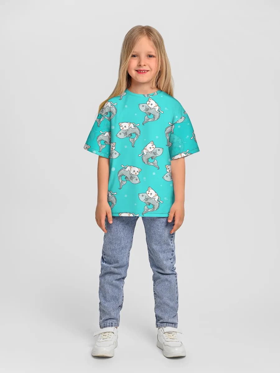 Girls' oversized cotton T-shirt