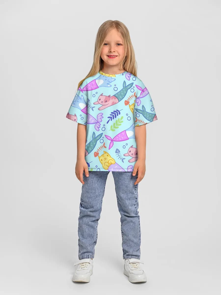Girls' oversized cotton T-shirt