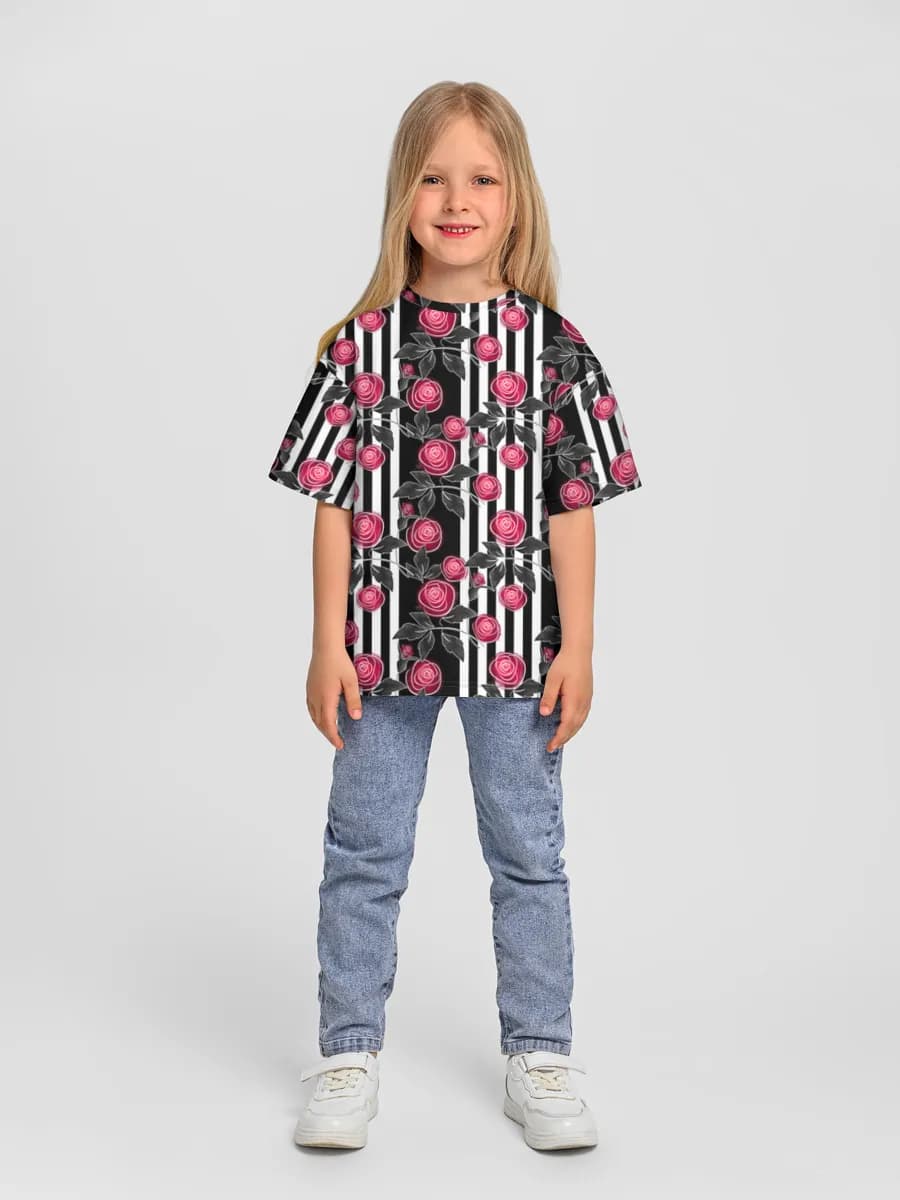 Girls' oversized cotton T-shirt