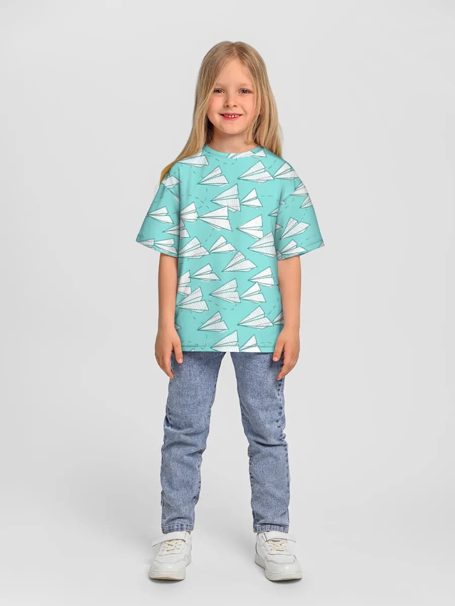 Girls' oversized cotton T-shirt