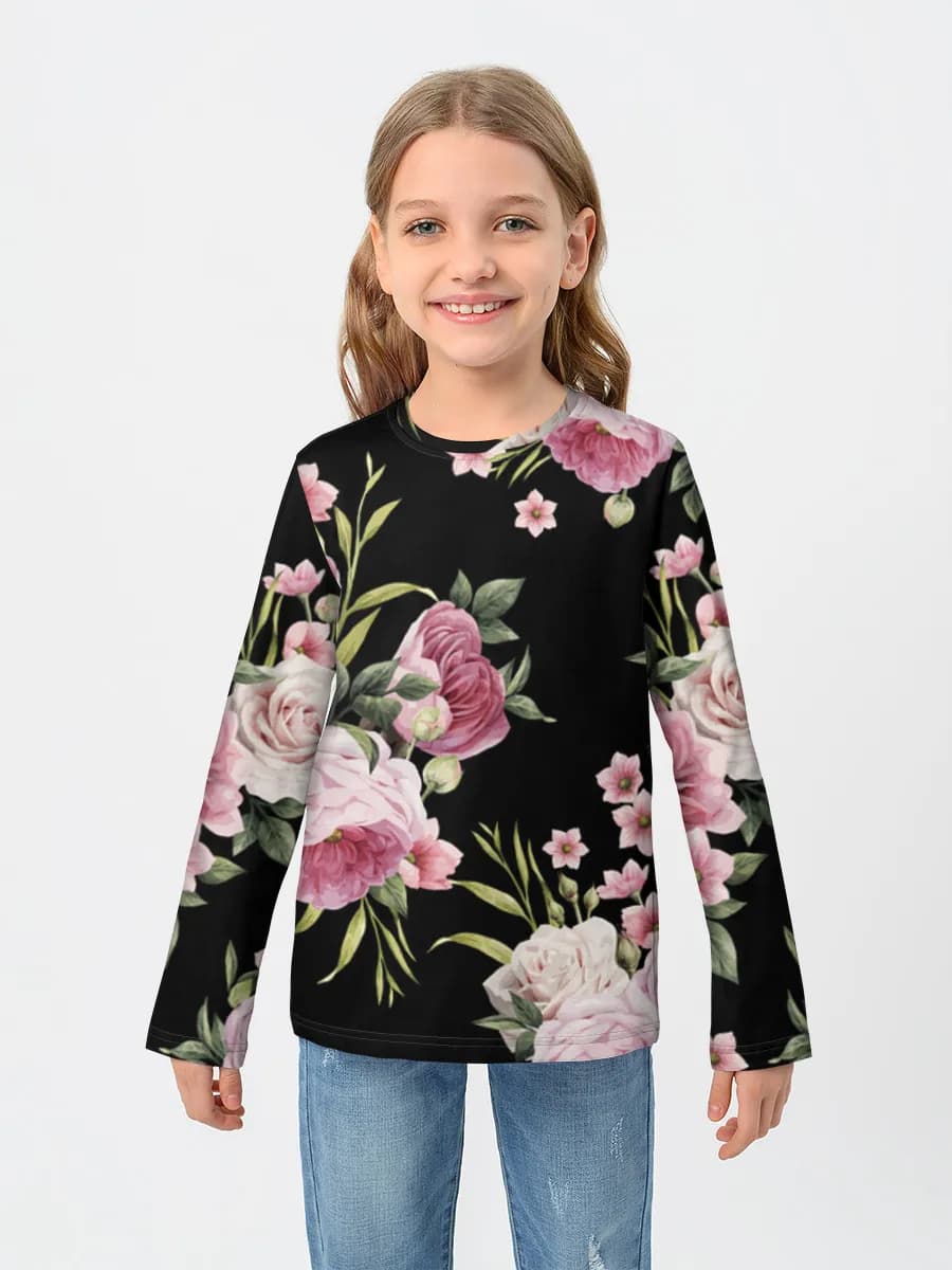 Girls' cotton long sleeve shirt