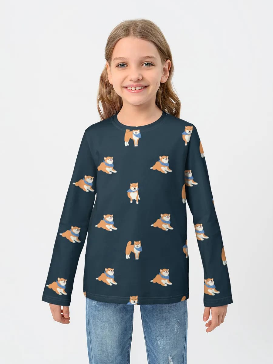 Girls' cotton long sleeve shirt