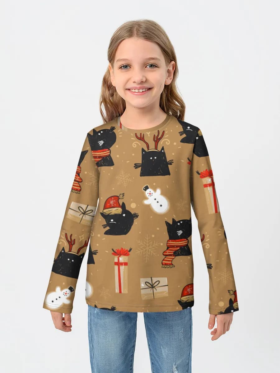 Girls' cotton long sleeve shirt