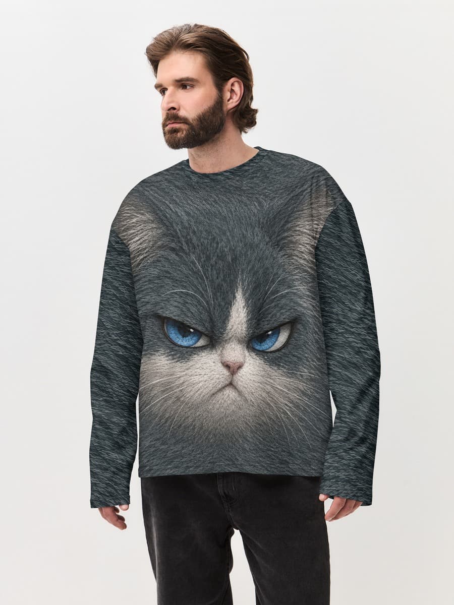 Camiseta de manga larga de algodón extragrande para hombre