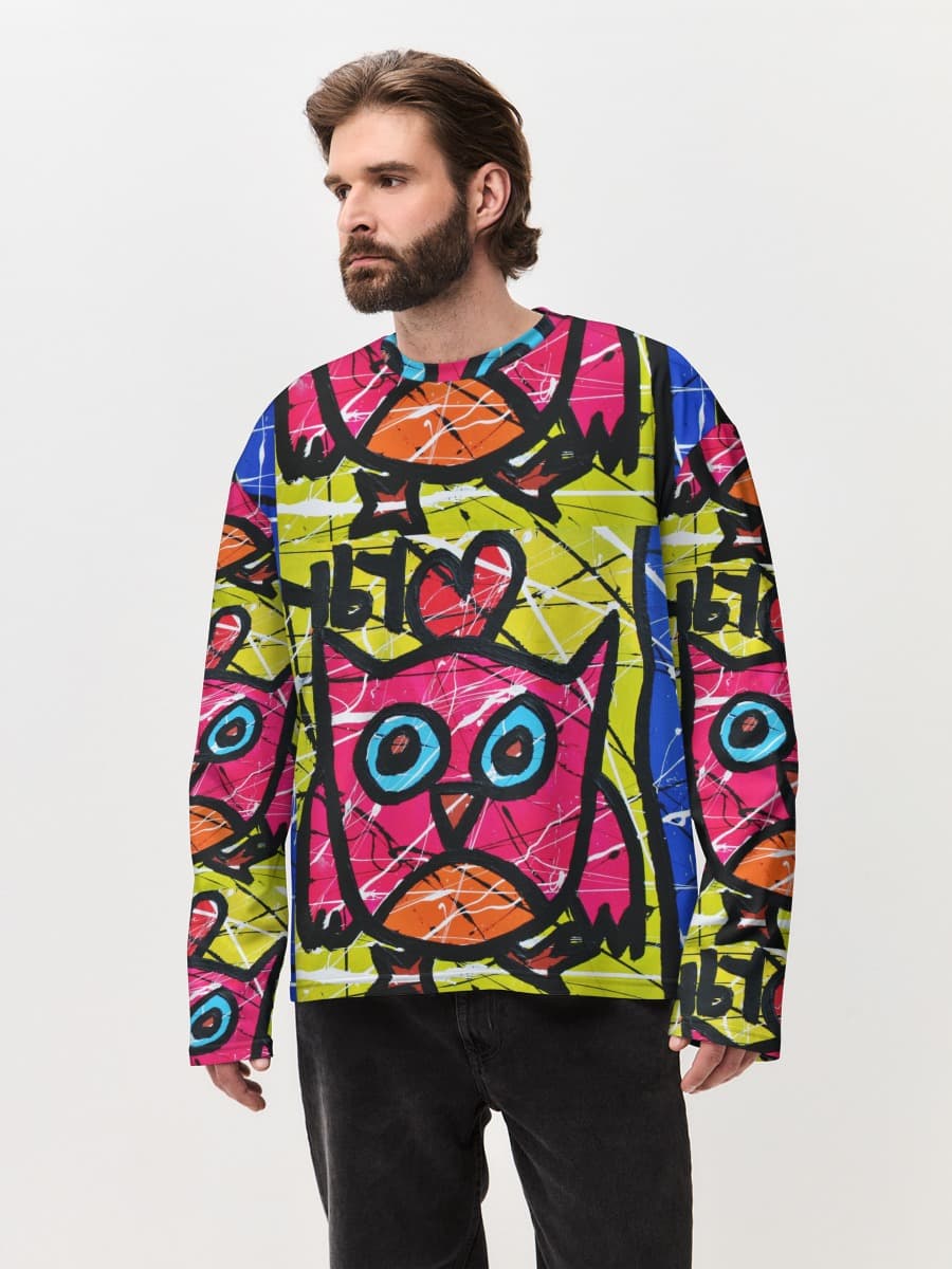 T-shirt Manches Longues Coton Oversize Homme