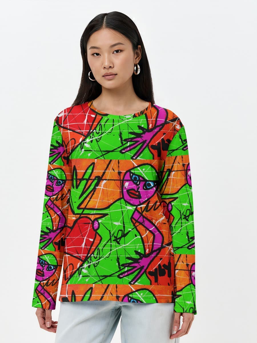 Damen Baumwoll Langarmshirt