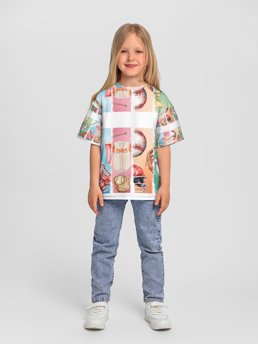 Girls' oversized cotton T-shirt