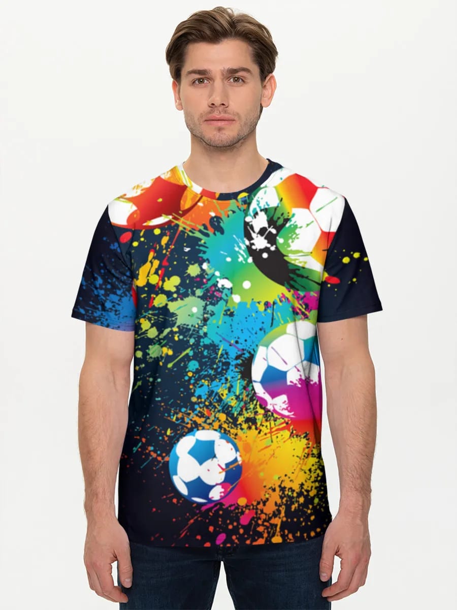 Balones de fútbol con salpicaduras de color
