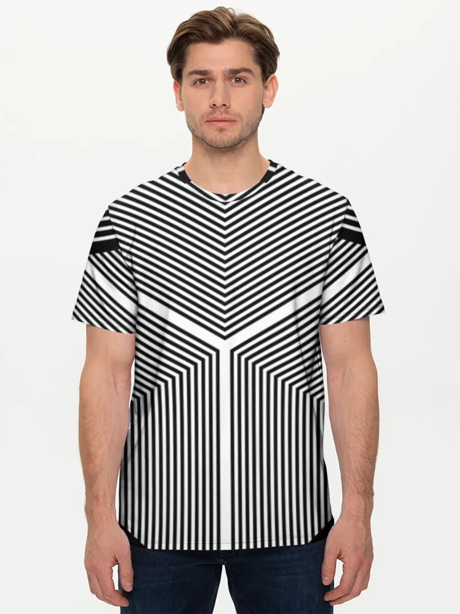 Op Art Illusion Cube — Men's basic cotton T-shirt with all-over print, Geometry theme