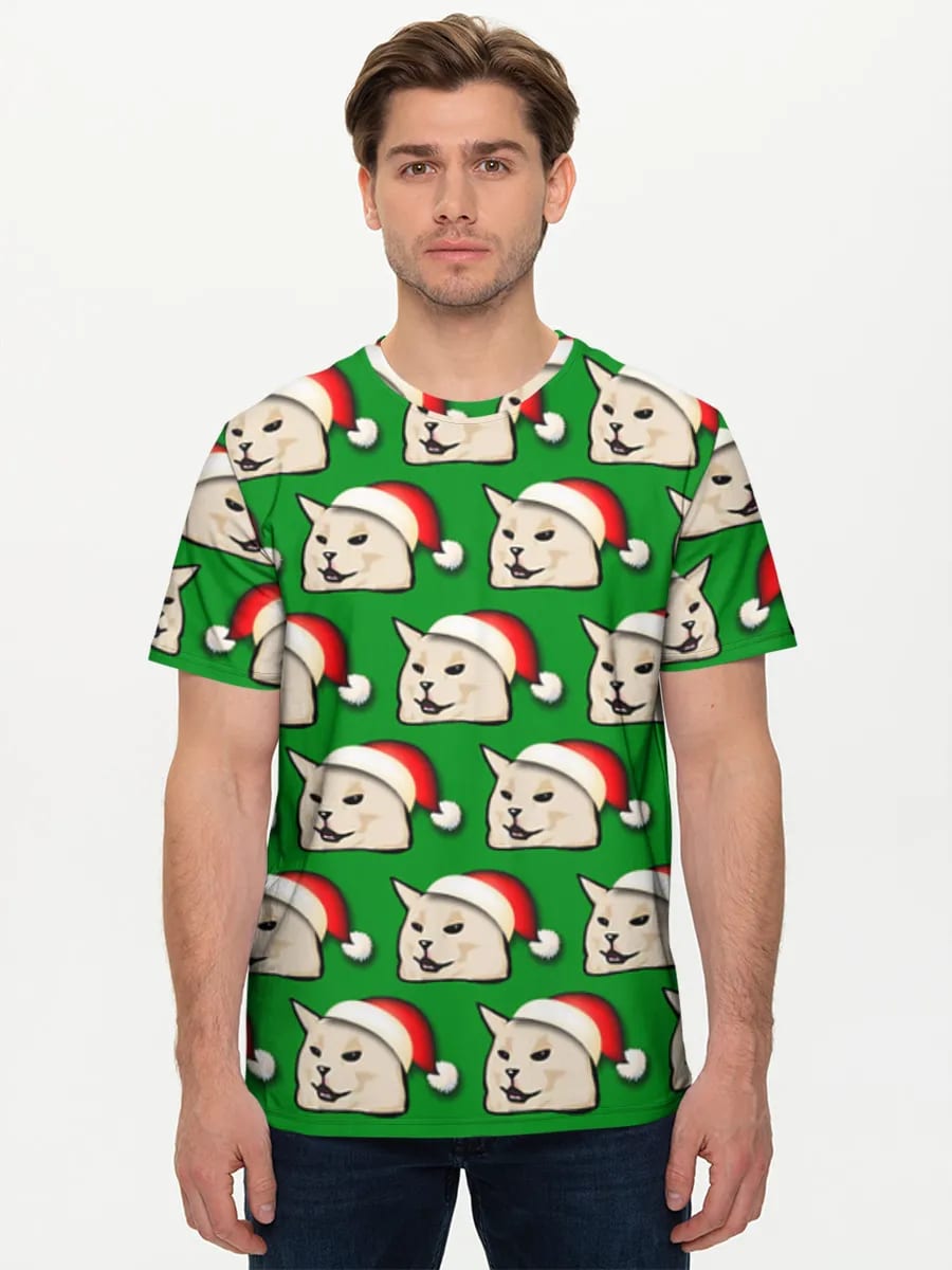 Meme del gato con gorro de Papá Noel