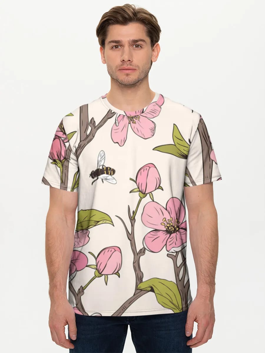 Pink Blossoms And Bees