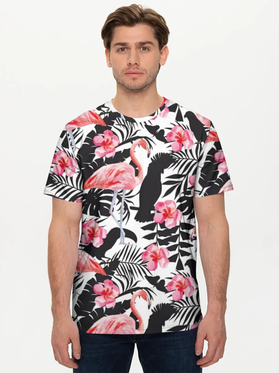 Tropische Flamingos und Hibiskus