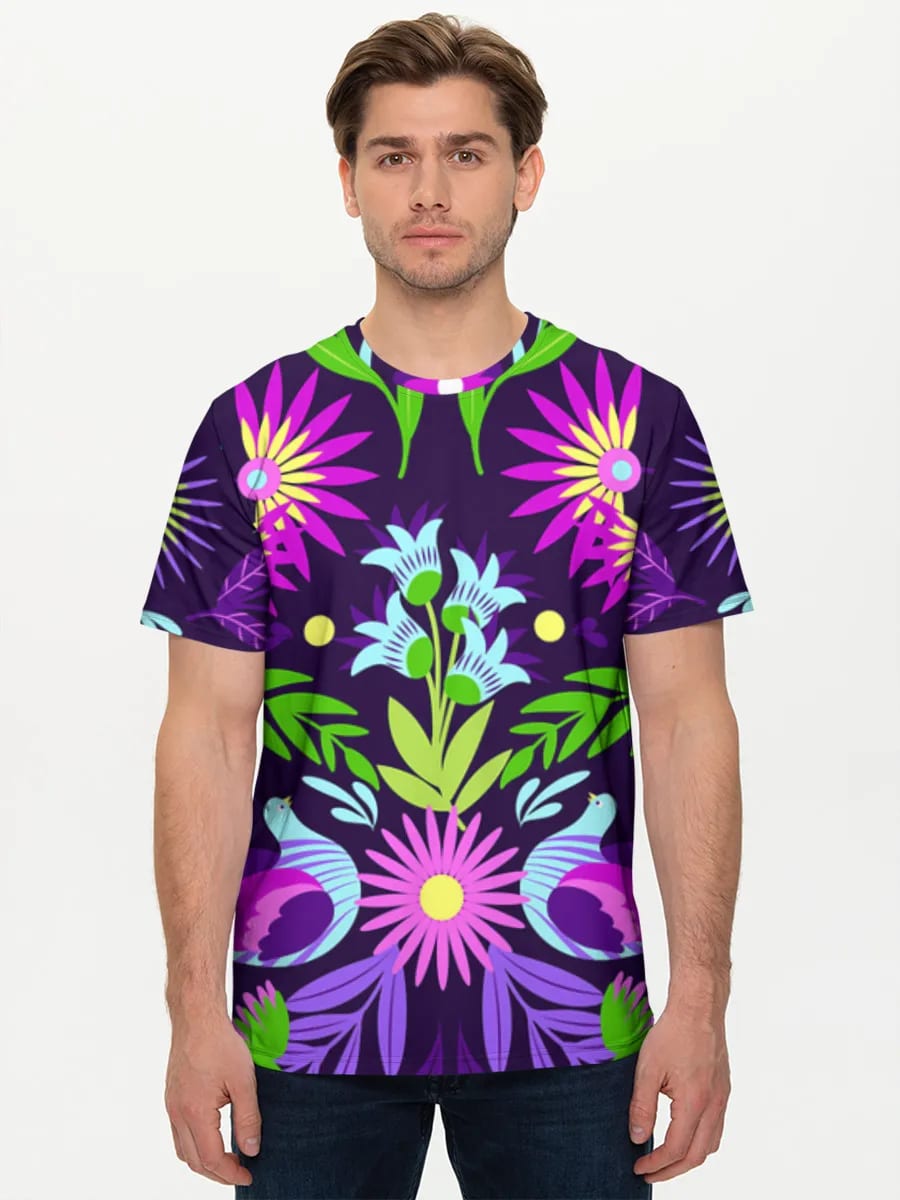 Neon Folk Floral Birds
