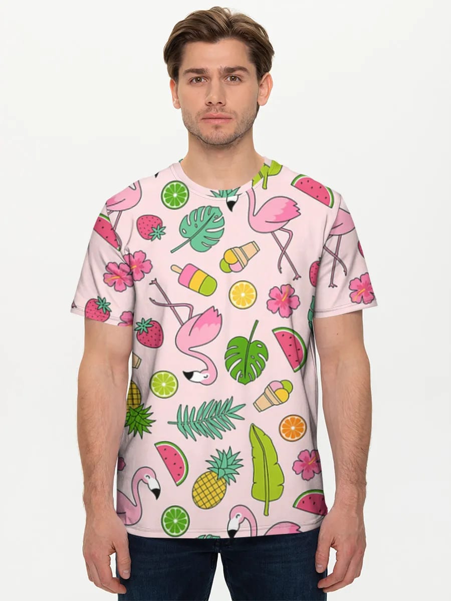 Ambiente veraniego tropical con flamencos